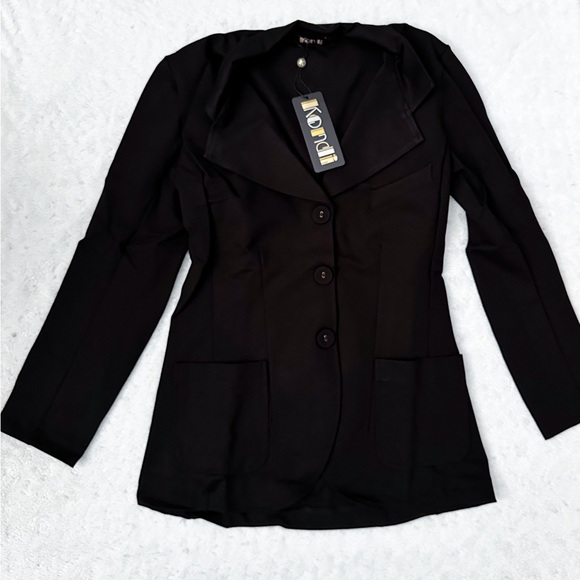 NWT- SUZIE KONDI 3 Button Black Ponte Blazer - Picture 2 of 9